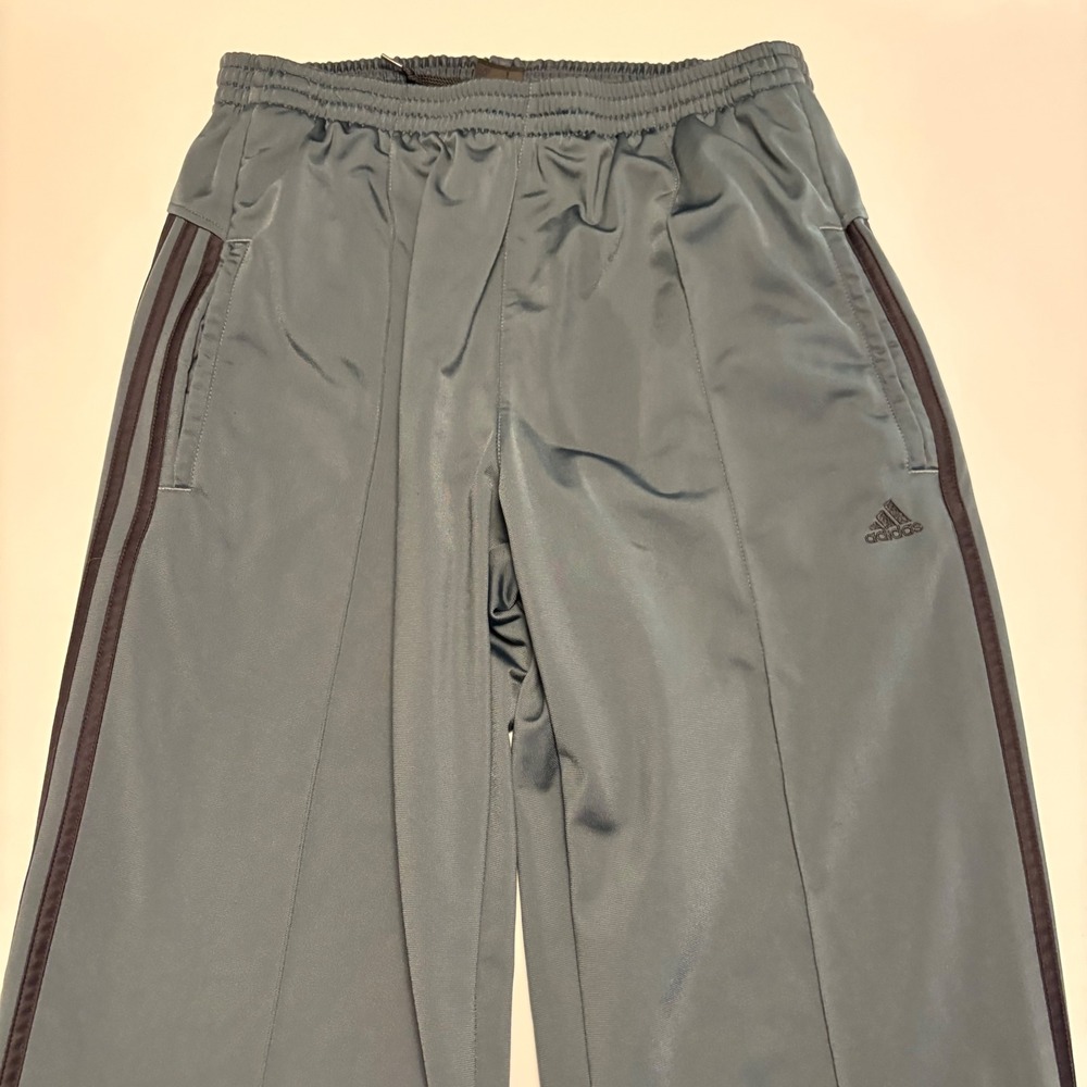 Adidas Track Pants Mens L Gray 3-Stripe Embroidered Logo Elastic Waist
